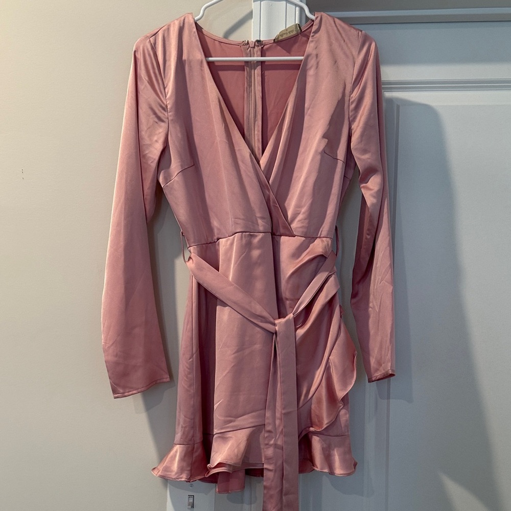 Altar'd State Blush Pink V-Neck Wrap Dress